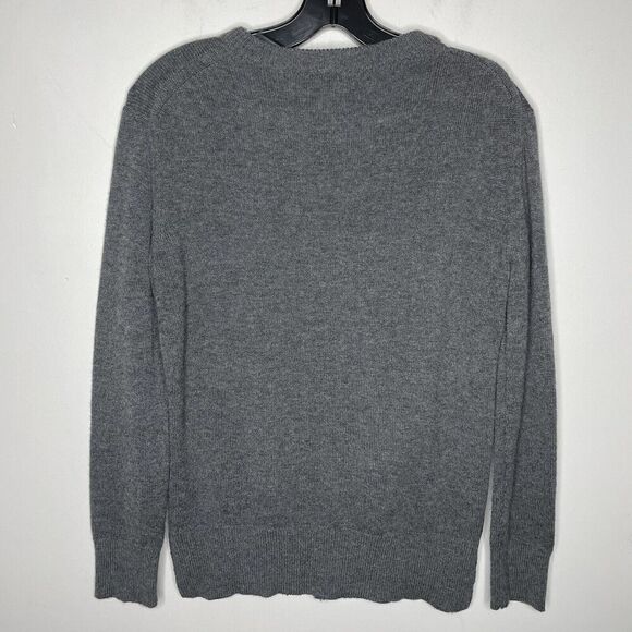 KATE SPADE Sweater Women XS Gray Embroidered Winking Face Pullover Wool Blend - Picture 6 of 10